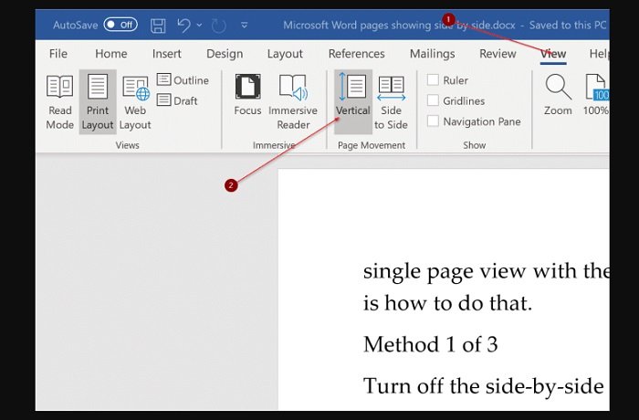 Stop Microsoft Office Word From Showing Two Pages