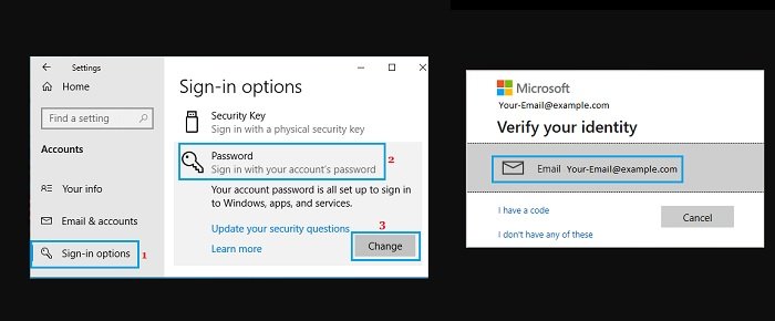 Change Microsoft Account Password in Windows 10