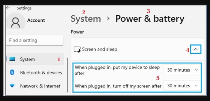 screen and sleep settings windows 1