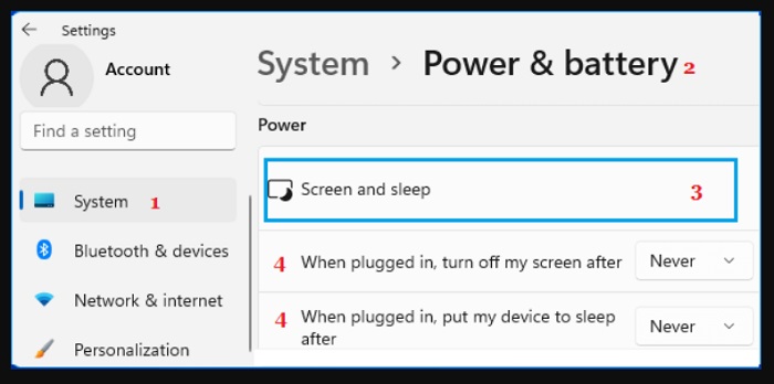 screen and sleep settings windows 2