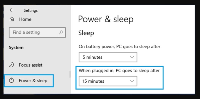 screen and sleep settings windows 3