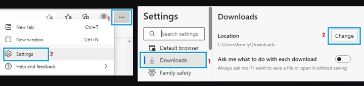 change the Microsoft Edge download location