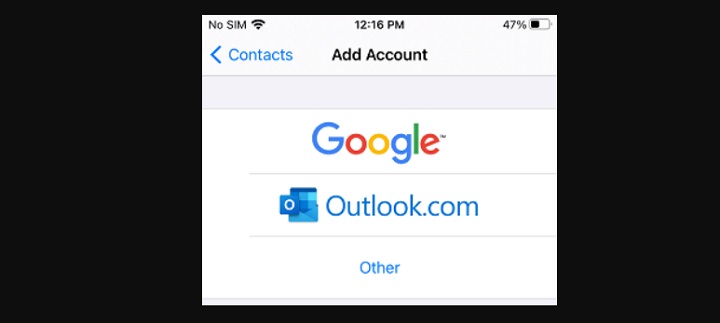 contacts add account gmail