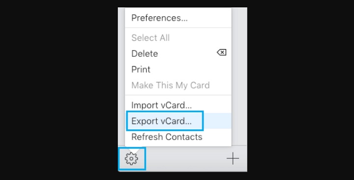 export vcard icloud contacts