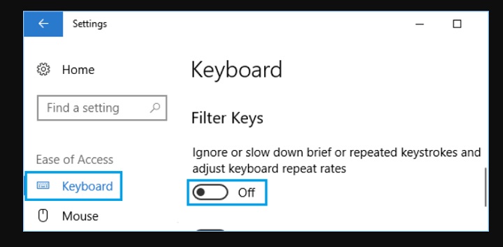keyboard turn off filter keys windows