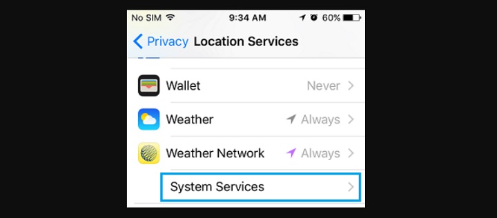 privacy location services system iphone