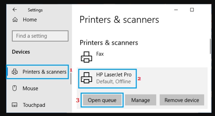 settings printers and scanners 3 Ways to Clear Print Queue In Windows 10/11